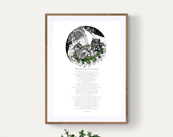 The Owl and the Pussycat A2 Poster: Illustrated Poem Print, Nursery Wall Art