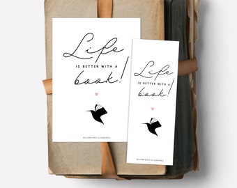 Postkarte & Lesezeichen | Life is better with a book (KolibriMAG)