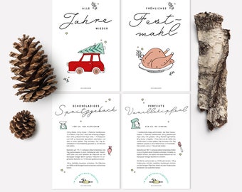 Weihnachts-Postkarten | Alle Jahre wieder, Festmahl und Plätzchenrezepte