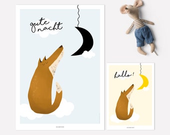 Poster & Postkarte | Gute Nacht kleiner Fuchs