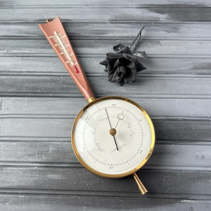 Wood Barometer / Vintage Wood Barometer / Vintage Weather Instrument / Weather Accessory / Vintage Wall Decor / Wood Weather Instrument