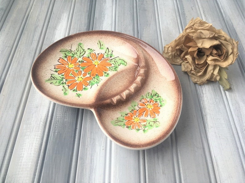 Retro Flower Ashtray / Retro Ashtray / Vintage Ashtray / Brown Etsy