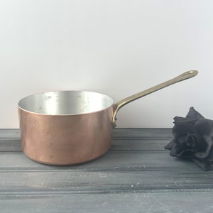 Copper Pot with Brass Handle / Copper Dish / Copper Cooking Pot / Copper Pot with Handle / Copper Saucepan / Vintage Copper / Copper Cooking