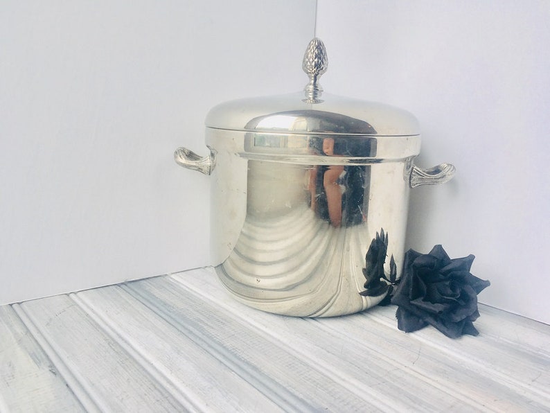 Silver Ice Bucket W Lid / Vintage Ice Bucket / Vintage Barware Etsy