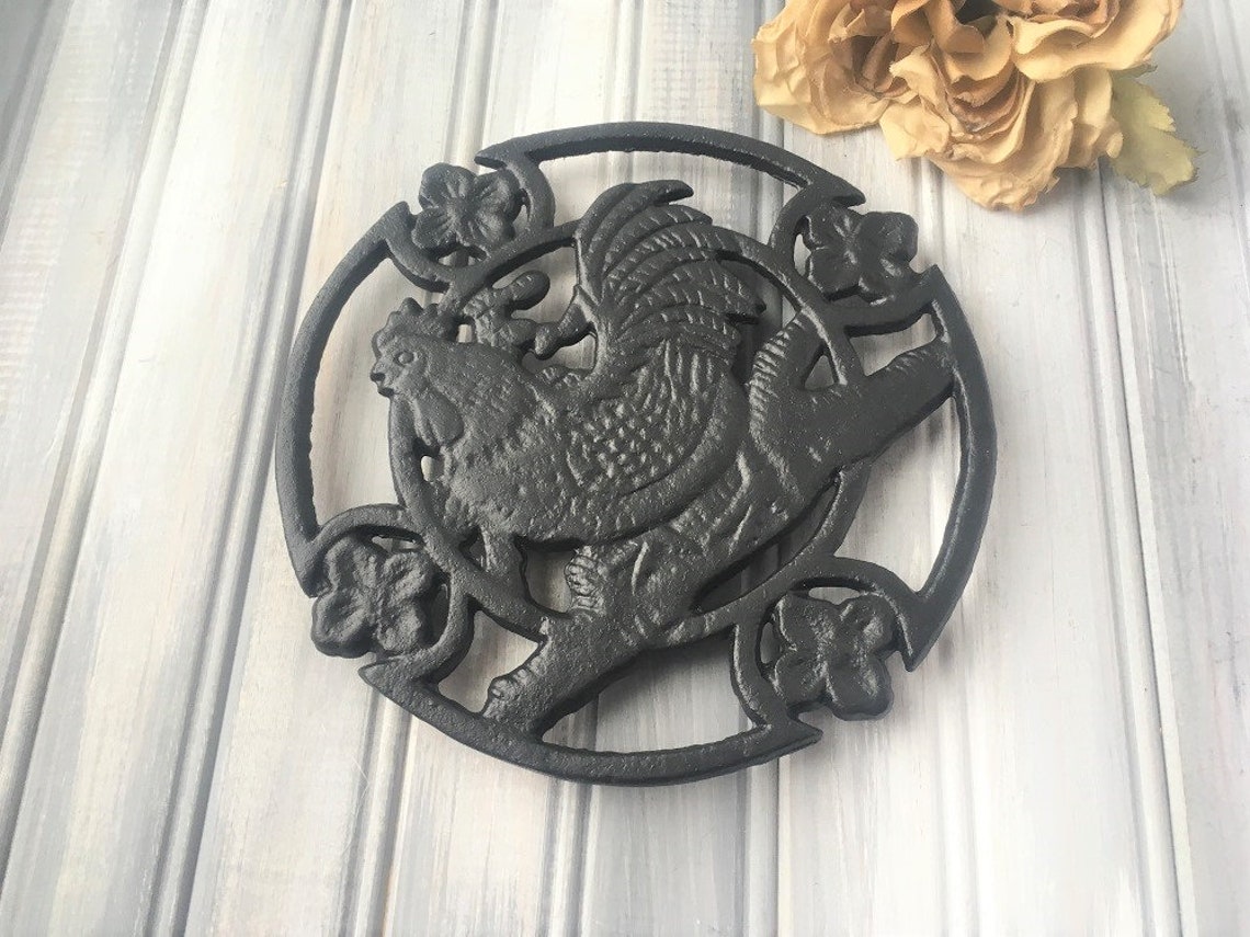 Rooster Trivet / Rooster Decor / Cast Iron Trivet / Cast Iron Etsy