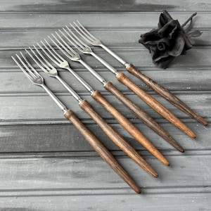 Wood Fork Set / Long Wood Forks / Wood Cutlery Set / Fork Set / Vintage Fork Set / Cutlery Set / Wood Flatware Set / Long Wood Cutlery