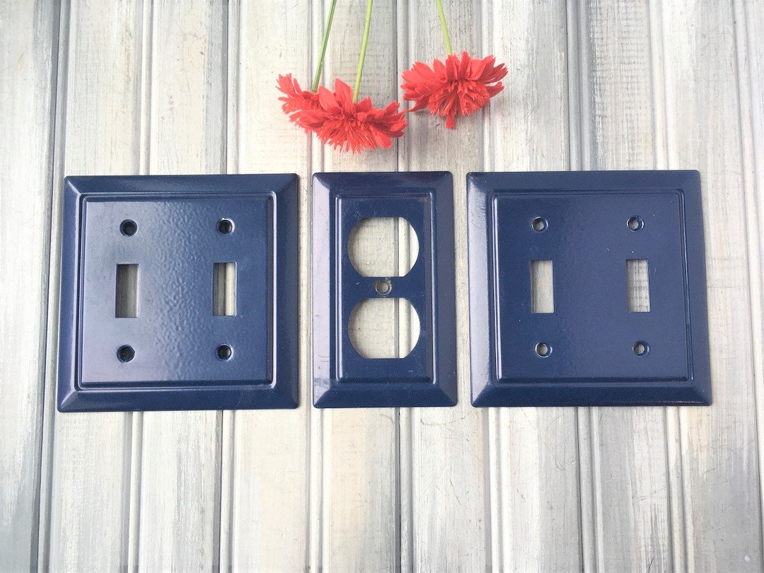 Metal Light and Plug Covers / Vintage Light Switch Plate / Etsy