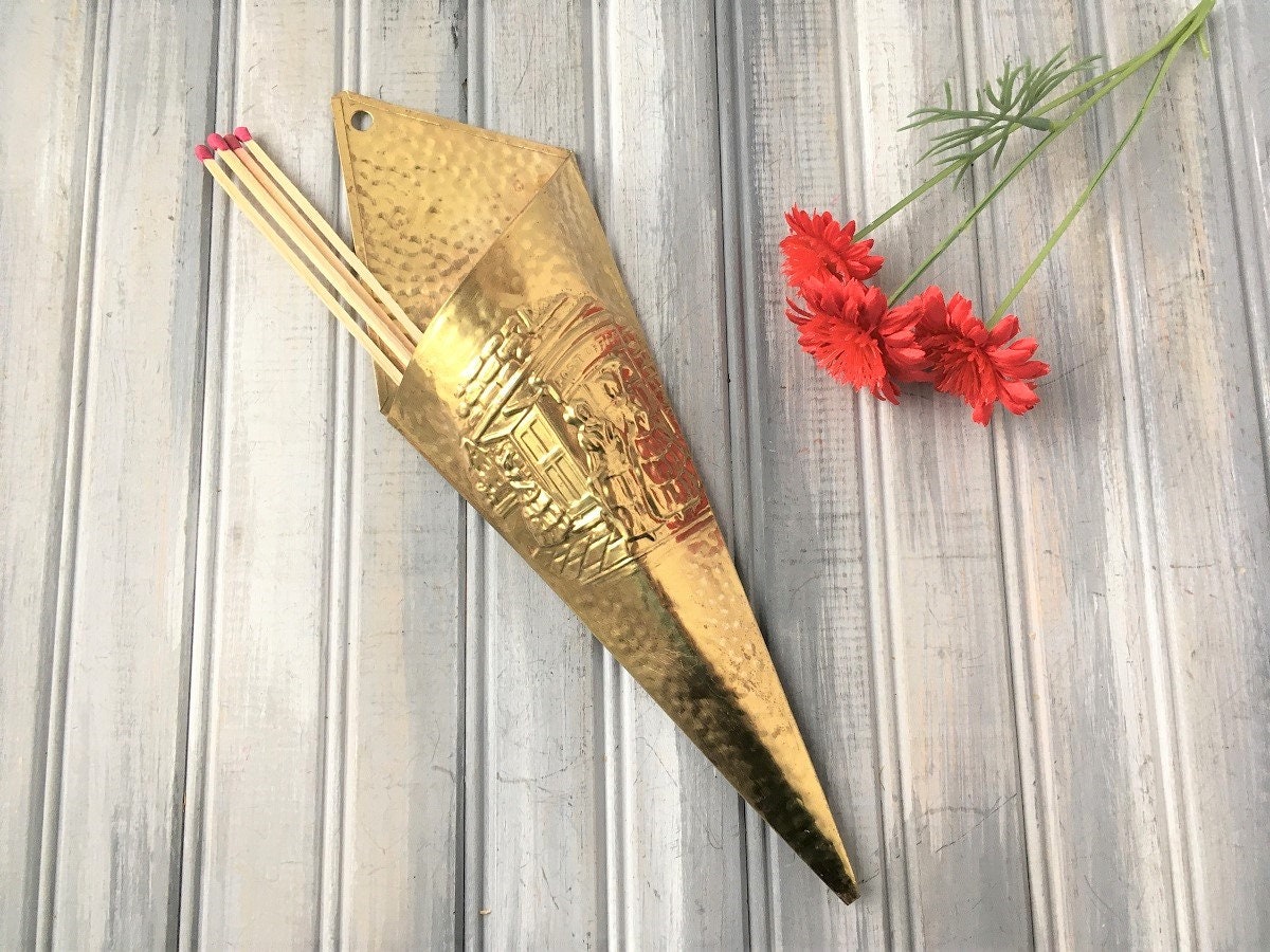 Brass Wall Matchstick Holder / Long Matchstick Holder / Brass Etsy Canada