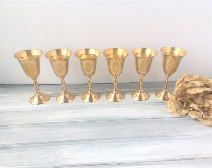 Small Brass Goblets / Brass Shot Goblets / Brass Wine Goblets / Dining