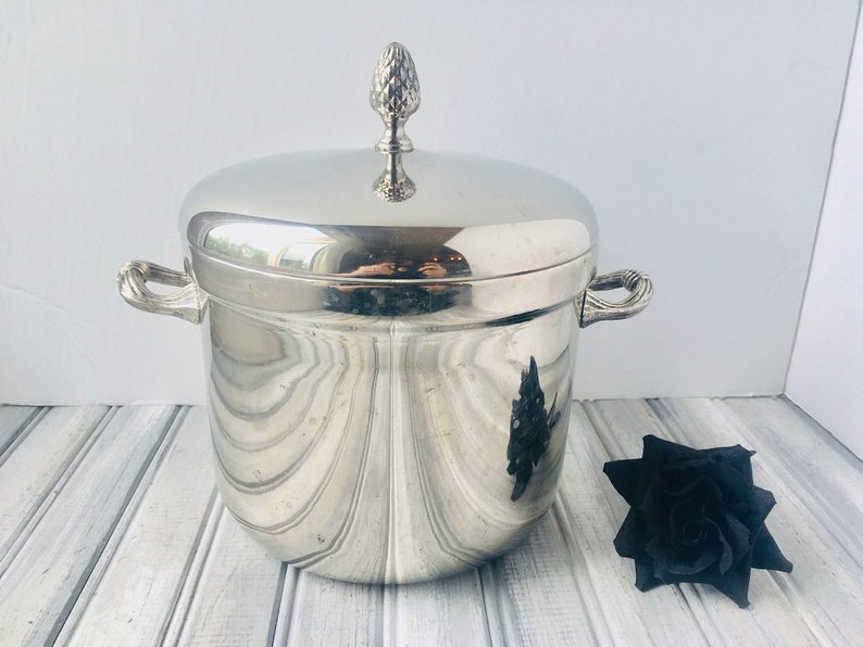 Silver Ice Bucket W Lid / Vintage Ice Bucket / Vintage Barware Etsy