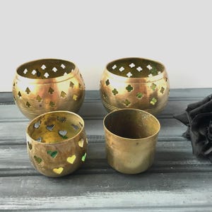 Brass Candle Holders / Brass Tealight Holders /  Tealight Candle Holders / Tealight Holder / Brass Pot / Brass Dish / Tealight Holders