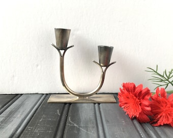 Silver Tulip Candle Holder / Silver Candle Holder / Simple Candle Holder / Vintage Candle Holder / Wedding Decor / Silver Plated Candelabra