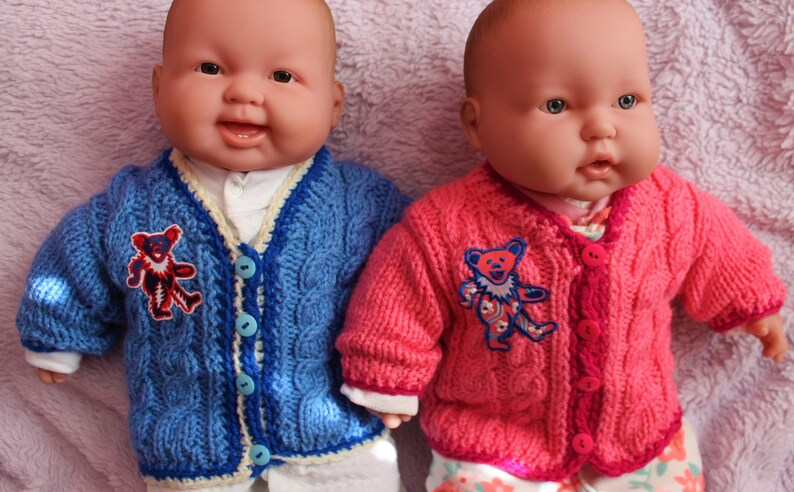 Acrylic. Hand-Knit Dancing Bear Spring Sweater for Infants
