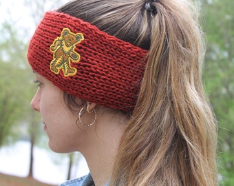 Dancing Bear Hand Knit Headband, Various Colors