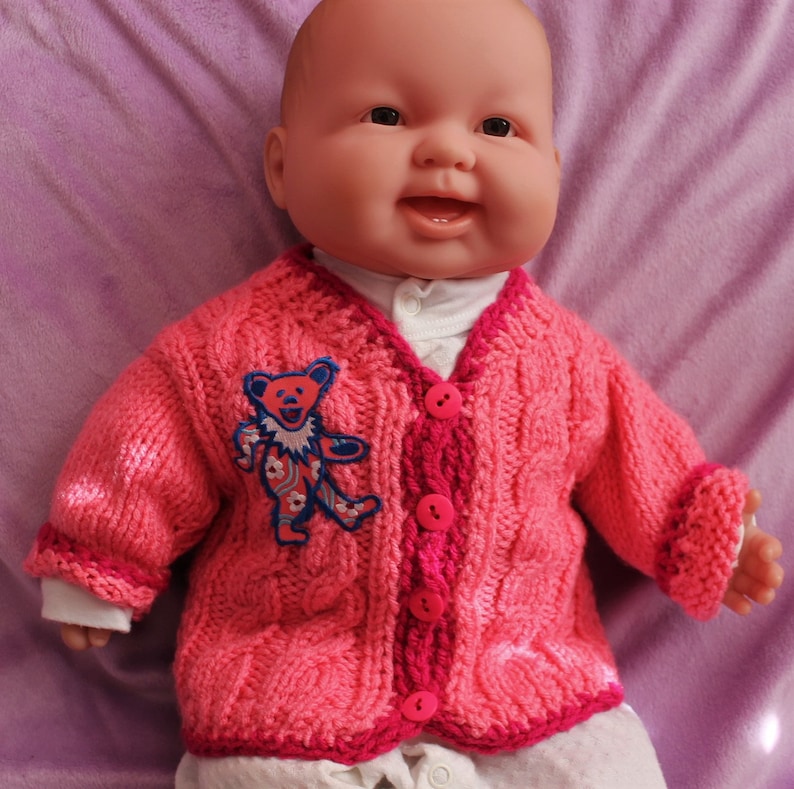 Acrylic. Hand-Knit Dancing Bear Spring Sweater for Infants