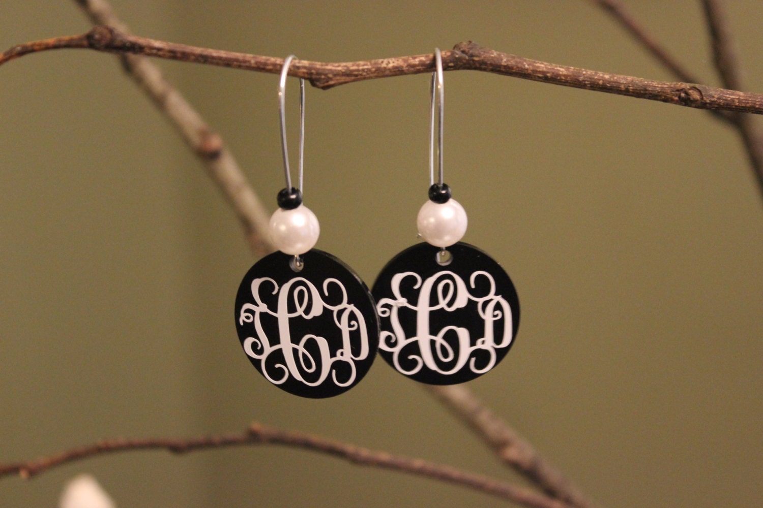 Monogrammed Earring Custom Earrings Initial Earrings Vinyl Etsy