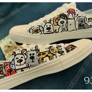 Handbemalte Hunde Turnschuhe: Individuelle Urban Canvas Schuhe