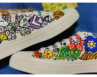 Hand-Painted Pop Art Sneakers: Custom Canvas Shoes