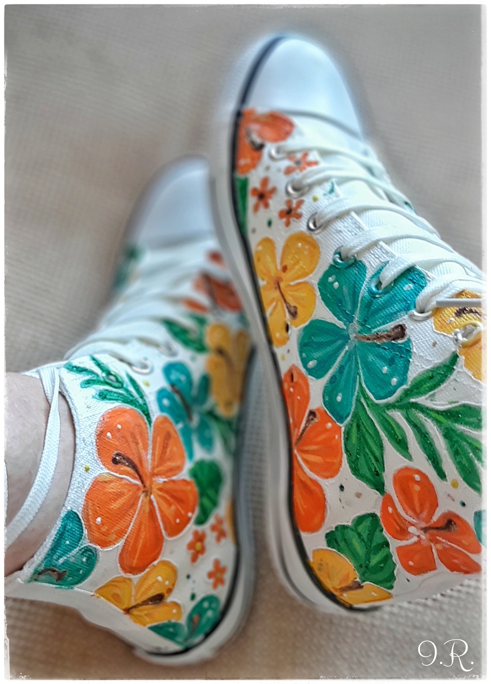 Flowers Sneakers, Handpainted Shoes, Flowers Shoes, Handpainted