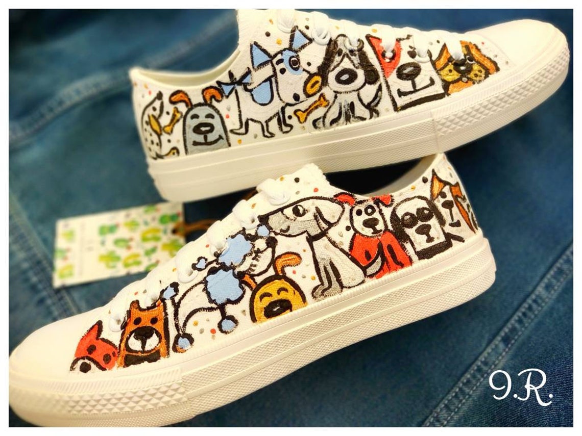 Dogs Sneakers, Handpainted Shoes, Urban Dogs Shoes, Handpainted
