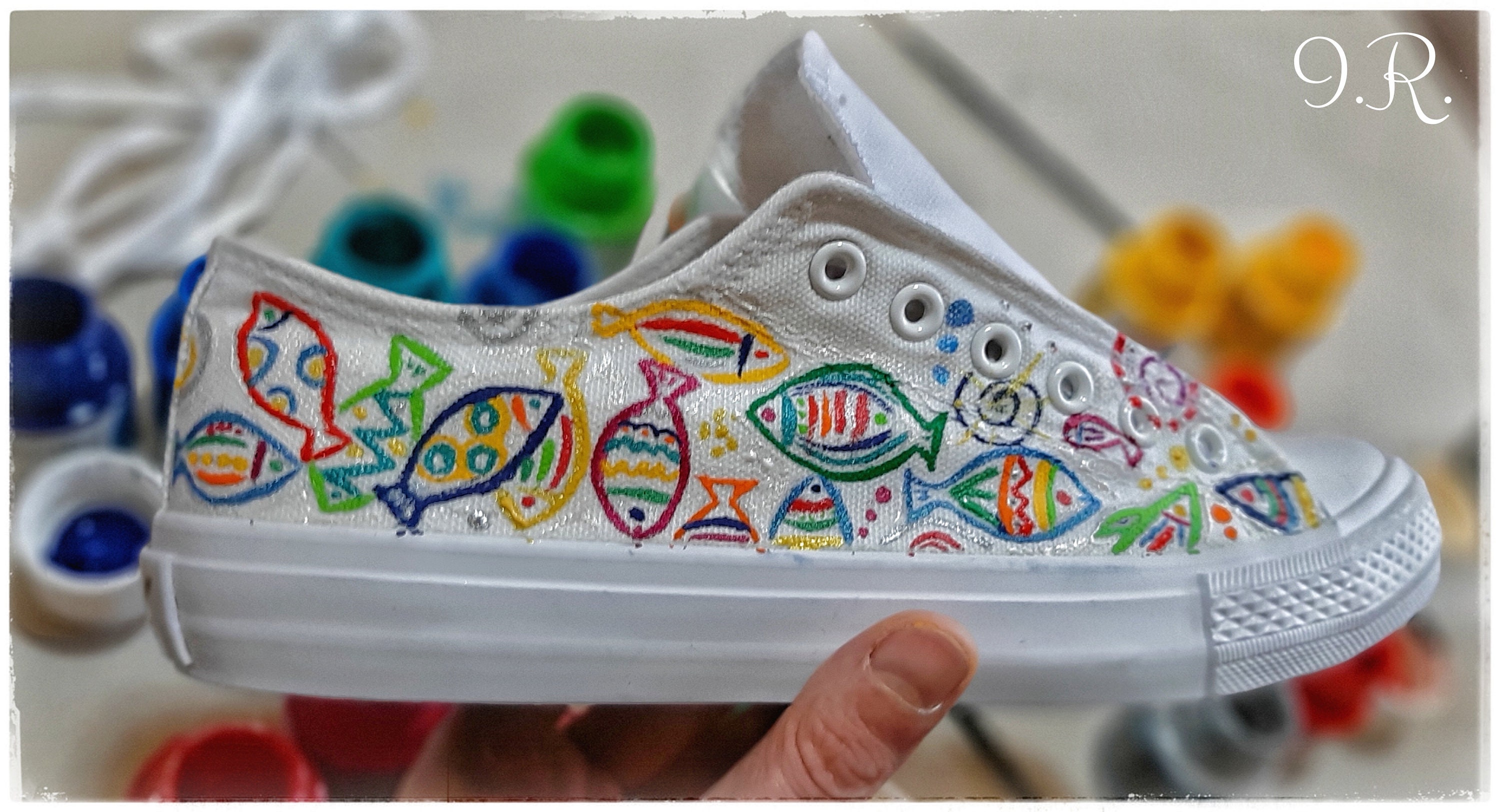Fish Sneakers, Hand-painted Shoes, Fish Shoes, Hand-painted Sneakers, Footwear Fish, Handpainted ...