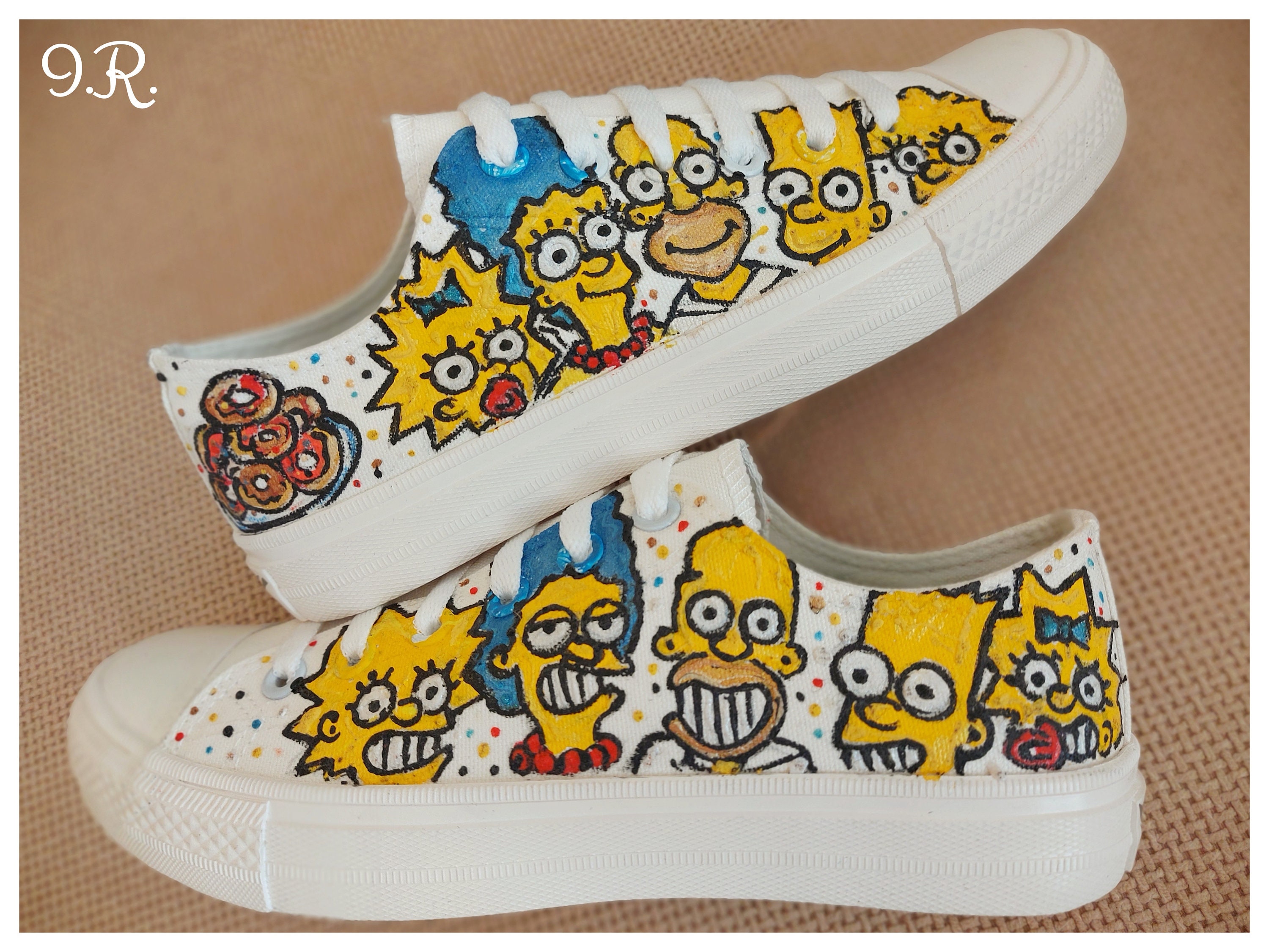 Les baskets Simpsons chaussures peintes à la main chaussures - Etsy France