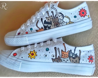Hand-Painted Cats Sneakers: Urban Shoe Art
