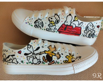 sin embargo jurado Individualidad Zapatillas Snoopy Zapatos pintados a mano Zapatos Snoopy - Etsy España