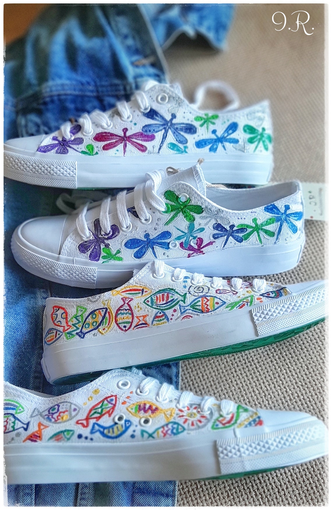 Fish Sneakers, Hand-painted Shoes, Fish Shoes, Hand-painted Sneakers, Footwear Fish, Handpainted ...
