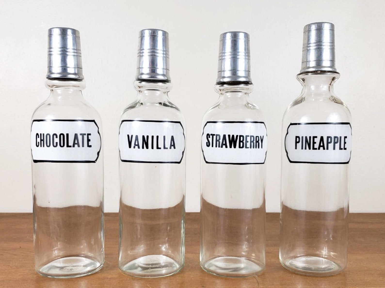 1950's Set of 4 Soda Fountain Glass Syrup 12 Bottles Etsy