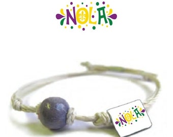 New Orleans Louisiana Bracelet Anklet | Eco Friendly | Natural Hemp | Vegan Boho | Custom Jewelry | Handmade with Earth & Sand