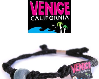 Venice Beach CA Earth Bands Bracelet or Anklet | Eco Friendly | Natural Hemp | Vegan Boho | Custom Jewelry | Handmade with Earth & Sand