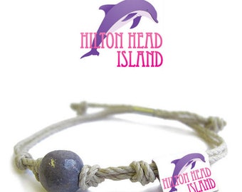 Hilton Head Fl Earth Bands Bracelet or Anklet | Eco Friendly | Natural Hemp | Vegan Boho | Custom Jewelry | Handmade w/ Earth & Sand