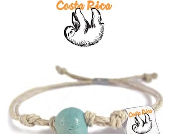 Costa Rica Sloth Earth Bands Bracelet or Anklet | Eco Friendly | Natural Hemp | Vegan Boho | Custom Jewelry | Handmade with Earth & Sand