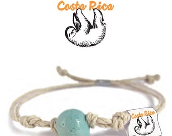 Costa Rica Sloth Bracelet or Anklet: Handmade Hemp Boho Jewelry
