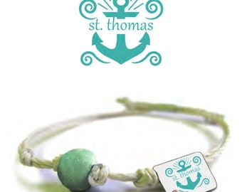 St Thomas Earth Bands Bracelet or Anklet | Eco Friendly | Natural Hemp | Vegan Boho | Custom Jewelry | Handmade with Earth & Sand