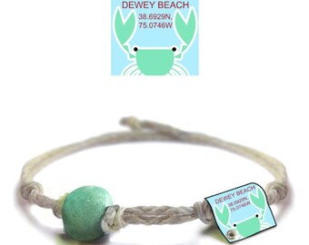 Dewey Beach, DE Earth Bands Bracelet or Anklet | Eco Friendly | Natural Hemp | Vegan Boho | Custom Jewelry | Handmade with Earth & Sand