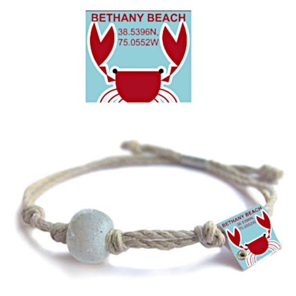Bethany Beach, DE Earth Bands Bracelet or Anklet | Eco Friendly | Natural Hemp | Vegan Boho | Custom Jewelry | Handmade with Earth & Sand