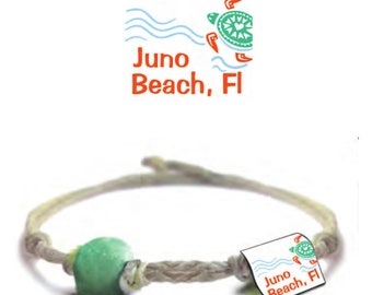 Juno Beach Florida Earth Bands Bracelet or Anklet | Eco Friendly | Natural Hemp | Vegan Boho | Custom Jewelry | Handmade with Earth & Sand