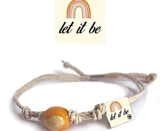Rainbow "let it be"  Earth Bands Bracelet or Anklet | Eco Friendly | Natural Hemp | Vegan Boho | Custom Jewelry | Handmade w/ Earth & Sand