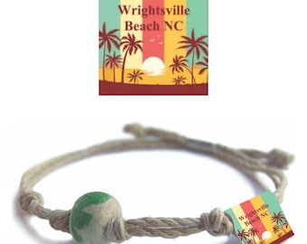 Wrightsville Beach NC Earth Bands Bracelet and Anklet | Eco Friendly |  Hemp | Vegan | Custom Jewelry | Handmade in USA with Earth & Sand