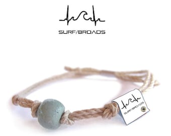 Surf Broad Hemp Cord Bracelet: Earth & Sand Bead, Vegan Boho Anklet