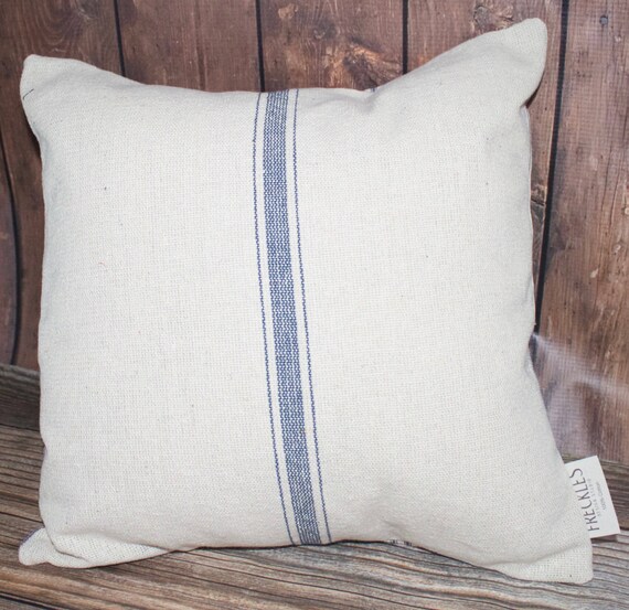 Blue Stripe Grain Sack Pillow Cover FRENCH TICKING pillow cover denim blue
