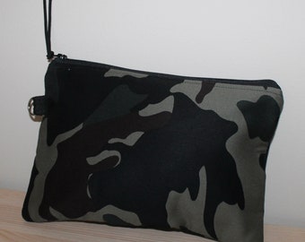 Camo Fabric Makeup Bag. Make Up Zipper Bag.  Cosmetic Bag. Pencil Bag. Toiletry Bag. Travel Bag. Crochet Hooks Bag.