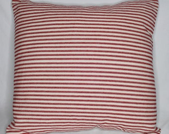 Red Striped Pillow Cover. Christmas Pillow. Throw Pillow. Farmhouse Decor. Christmas Pillow. Cottage Decor. Plaid Pillows. French decor.