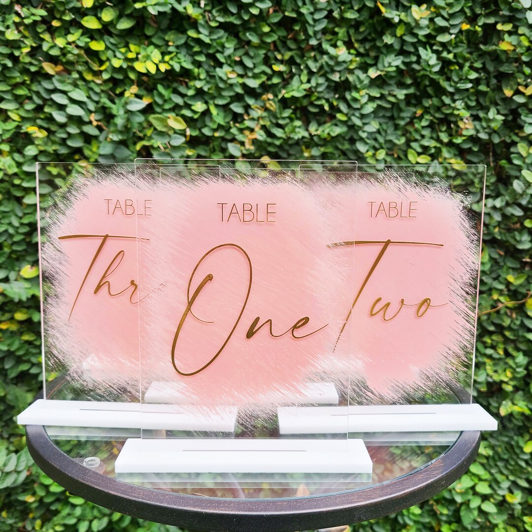 Hand Painted Acrylic Table Number Sign Vinyl Numbers Painted Sign