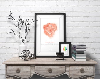 Root Chakra Poster: Red Watercolor Muladhara Print (Digital Download)