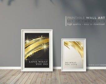 Motivational Quote Prints: Golden Swirls, Set of 2 (Digital Download)