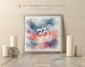 Watercolor AUM Symbol Art: Spiritual Yoga Decor (Digital Download)
