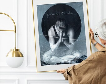 Gratitude Poster: Monochromatic Meditation Art Print